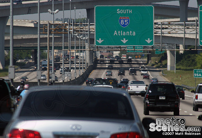 Traffic on I-85 heading into Atlanta